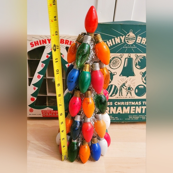 Handmade vintage tinsel and lightbulb Christmas tree decoration 15" - Picture 3 of 3